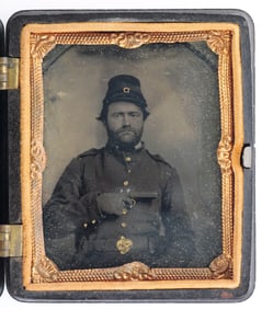 Tintype Union Soldier with Pepperbox Revolver