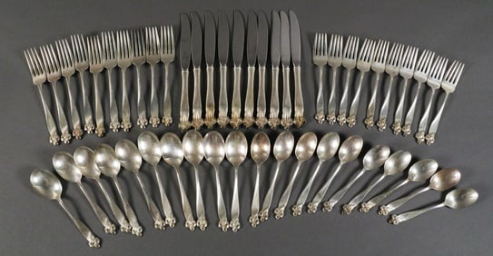50pc Sterling Flatware, Wallace Orchid Elegance