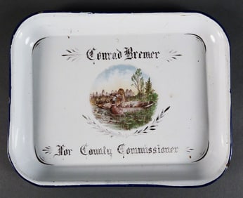 Antique Political Campaign Enamelware Tray