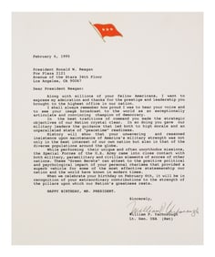 Gen. Yarborough Letter to Ronald Reagan, Signed