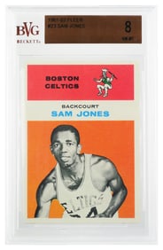1961 Fleer SAM JONES Rookie Card, BVG 8