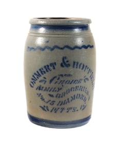 19C Pittsburgh Advertising Stoneware Jar