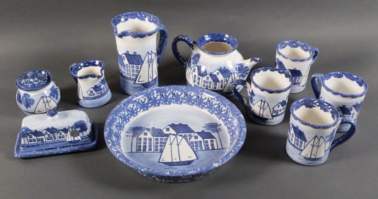 10pc SHARD Pottery of Maine Spongeware