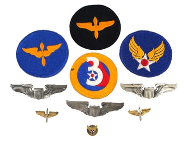 Group of WW2 USAAF Patches & Sterling Wings