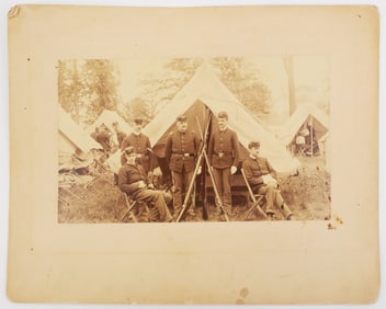 19C Photograph US Soldiers in Camp, 1870s-80s