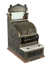 Antique NCR Cash Register with Top Sign