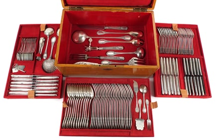 125-pc French Sterling Silver Set, Pierre Queille