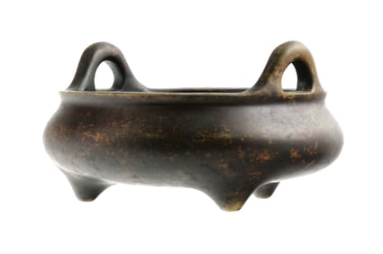 Antique Chinese Bronze Tripod Censer, Ming Mark