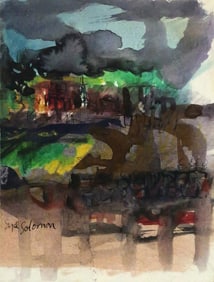 SYD SOLOMON Gouache Abstract Landscape
