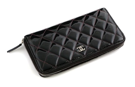 CHANEL Patent Zip Around Wallet COA