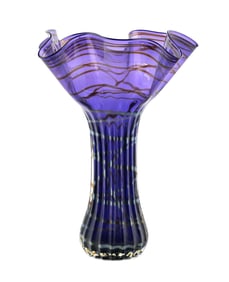 Mensch Art Glass Studio Ruffled Vase