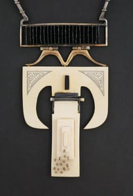 1970s Brutalist Necklace, 14k Gold & Sterling