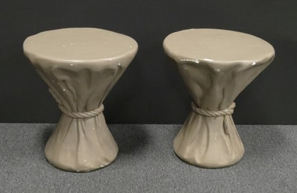 JOHN DICKINSON (2) Rope Stools, Taupe