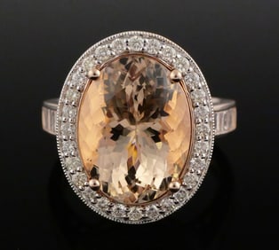 14K Rose Gold Morganite & Diamond Ring