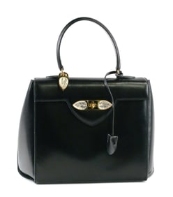 Lalique Leather Handbag with Art Glass