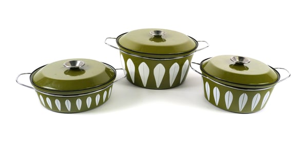 Cathrine Holm Lotus Enamel Cov Casseroles 3 Pcs
