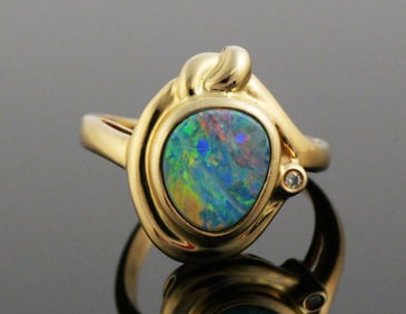 14K Opal Diamond Ring