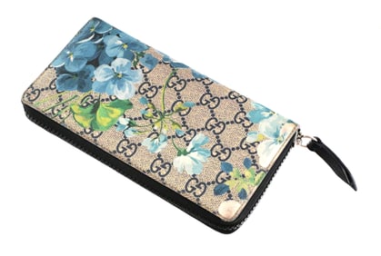 Gucci Supreme Mono Blooms Zip Around Wallet COA