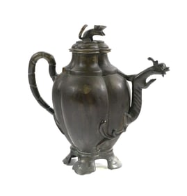 Chinese Archaistic Bronze Dragon-Spout Teapot