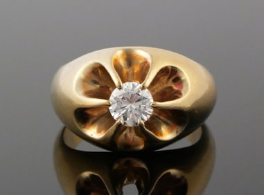 14k Gold Unisex Diamond Ring, .64 ctw