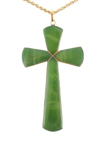 14k Gold JADE Cross Pendant & Chain