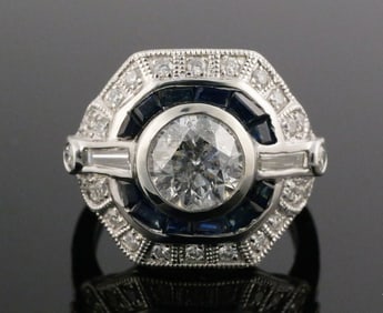 Platinum Diamond & Sapphire Ring