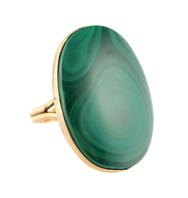 14k Gold Malachite Ring, poss Navajo