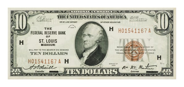 1929 $10 National Currency Note St. Louis