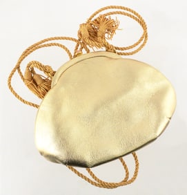 Judith Leiber Gold Leather Rose Quartz Bag