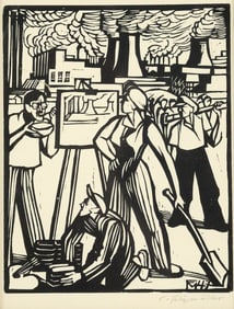 CONRAD FELIXMULLER Factory Worker Woodcut
