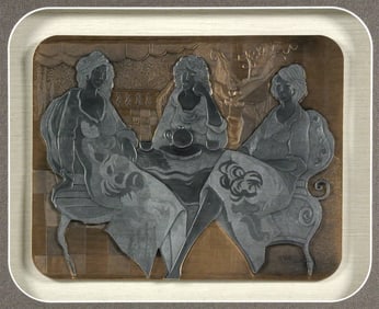 ITZCHAK TARKAY Pewter on Bronze Relief