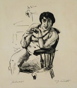 LOVIS CORINTH Seated Female Nude Litho