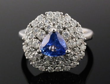 Platinum Blue Sapphire & Diamond Ring