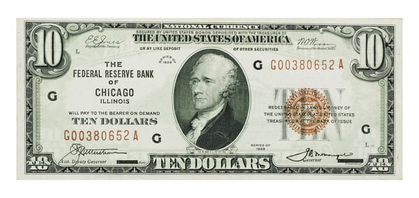 1929 $10 National Currency Note Chicago