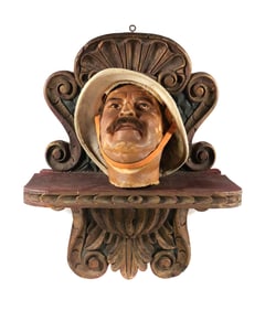 Early 20C Pancho Villa Wax Head Shrine