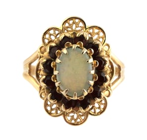 10K Gold Opal Garnet Ring