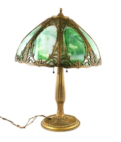 Antique Slag Glass Table Lamp