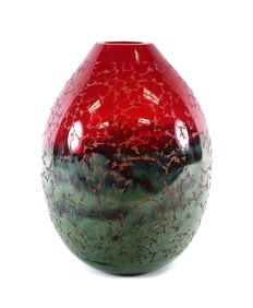 Duncan McClellan Red & Green Art Glass Vase