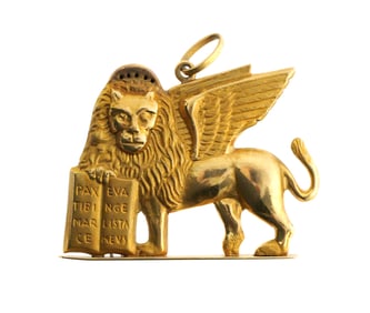 18K Gold Winged Lion of St. Mark Pendant