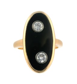 14K Gold Diamond & Onyx Ring