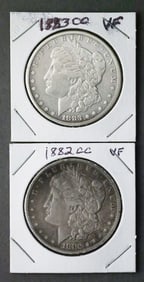 (2) Morgan Silver Dollars 1882CC 1883CC