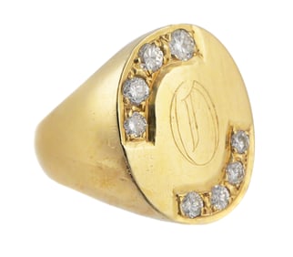 14K Gold Diamond Signet Ring
