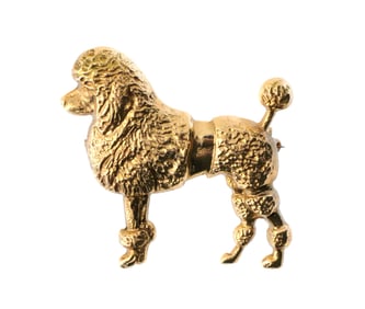 14K Gold Poodle Brooch Pin
