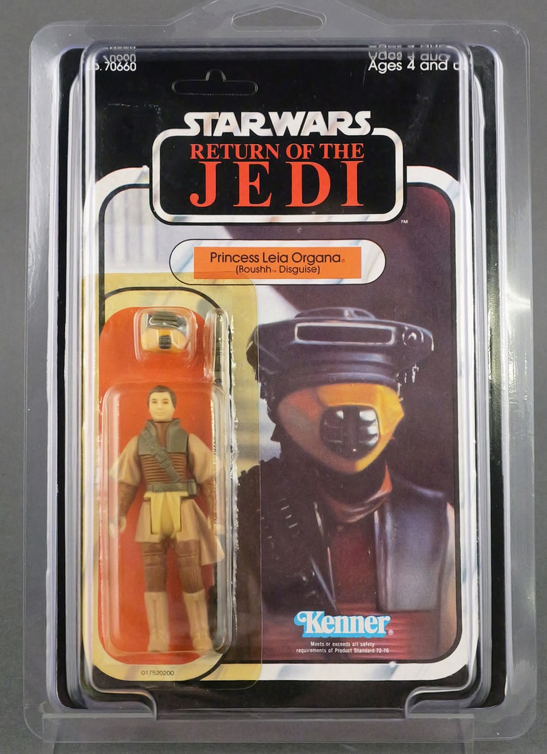 Star Wars Princess Leia Organa 65 Back MOC: Kenner Star Wars Princess Leia Organa in Boushh disguise on a ROTJ 65-back card. TAGS: Return of the Jedi, Episode VI, Star Wars action figure, Kenner vintage, No 70660, 1983. This item can be shipped