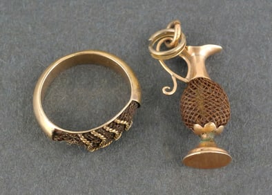 Mourning Hair Jewelry Fob and Ring