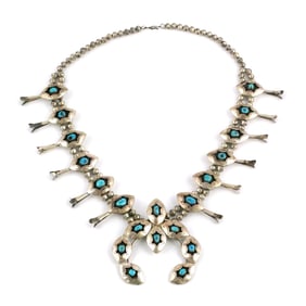 Navajo Sterling Squash Blossom Necklace, JHJ