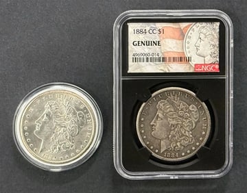 (2) Morgan Silver Dollars 1884CC