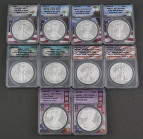 (10) ANACS Graded Silver Eagles 2019–2023