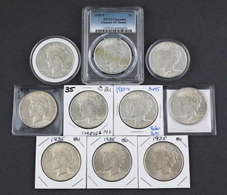 (10) 1935 Silver Peace Dollars