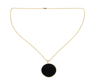 14K Gold & Onyx Pendant Necklace